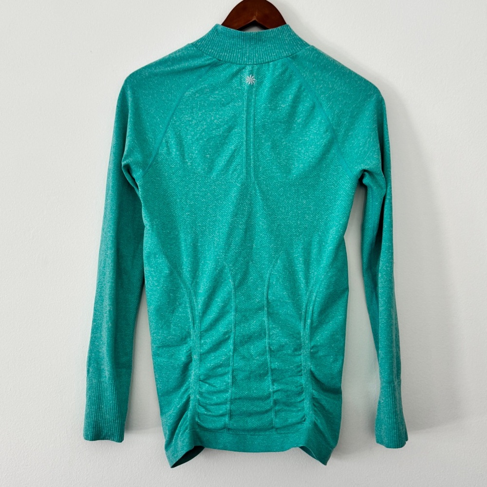 Athleta Teal Heathered Quarter Zip Long Sleeve Workout Top size M - Picture 3 of 7